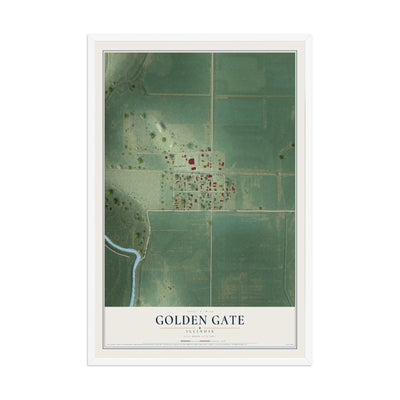 Map of Golden Gate, Illinois, 12 x 18 inch print in a white wood frame