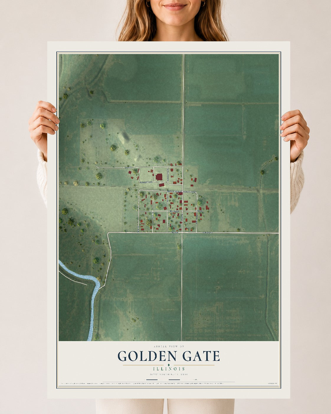 Map of Golden Gate, Illinois, 24 x 36 inch unframed archival matte print