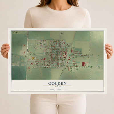 Map of Golden, Illinois, 12 x 18 inch unframed archival matte print