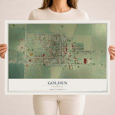 Map of Golden, Illinois, 18 x 24 inch unframed archival matte print