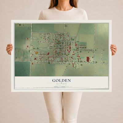 Map of Golden, Illinois, 24 x 36 inch unframed archival matte print