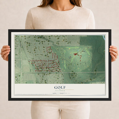 Map of Golf, Illinois, 12 x 18 inch print in a black wood frame