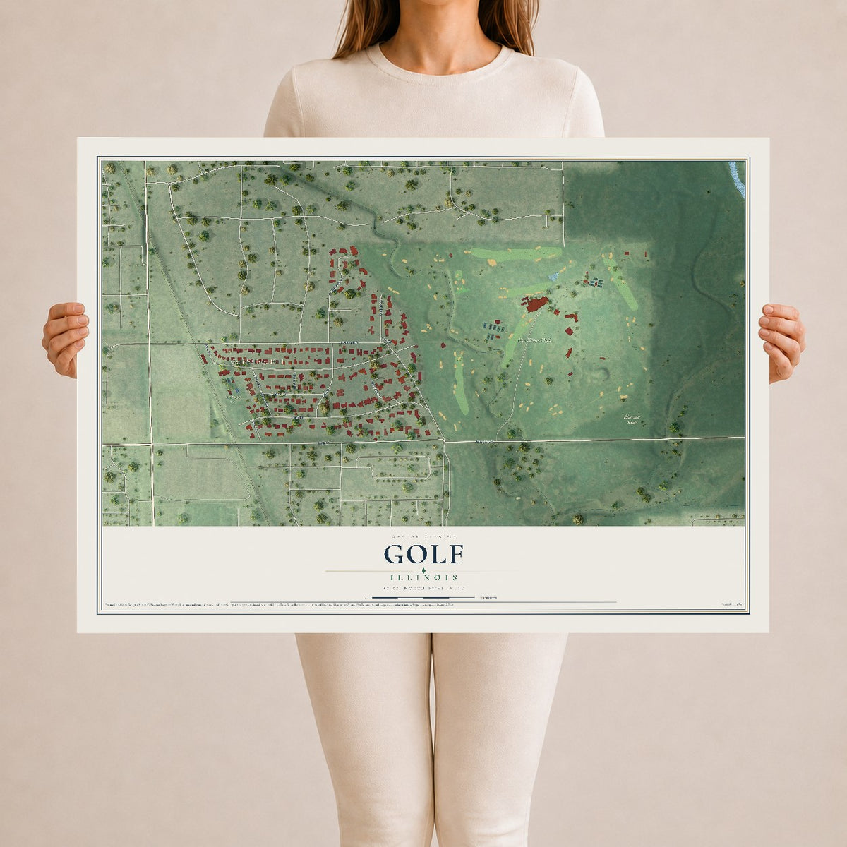 Map of Golf, Illinois, 24 x 36 inch unframed archival matte print