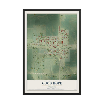 Map of Good Hope, Illinois, 12 x 18 inch print in a black wood frame