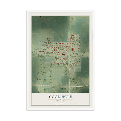 Map of Good Hope, Illinois, 12 x 18 inch print in a white wood frame