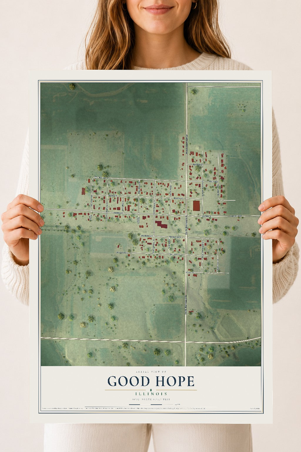 Map of Good Hope, Illinois, 18 x 24 inch unframed archival matte print