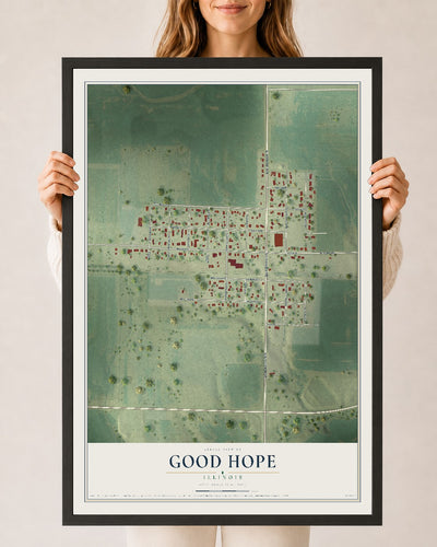 Map of Good Hope, Illinois, 24 x 36 inch print in a black wood frame