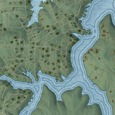 Second close-up of the map of Goreville, Illinois print showing more streets and buildings