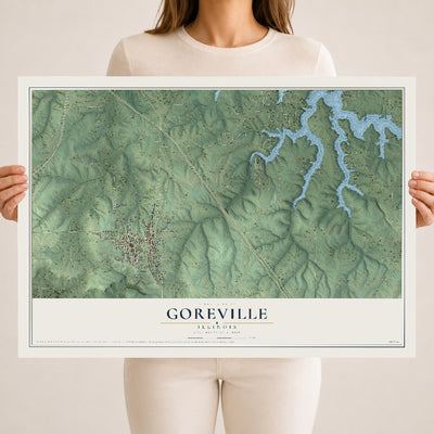 Map of Goreville, Illinois, 18 x 24 inch unframed archival matte print