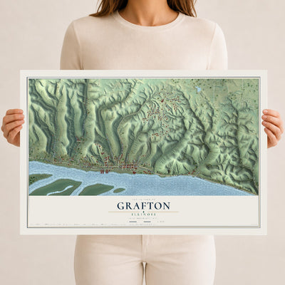 Map of Grafton, Illinois, 12 x 18 inch unframed archival matte print
