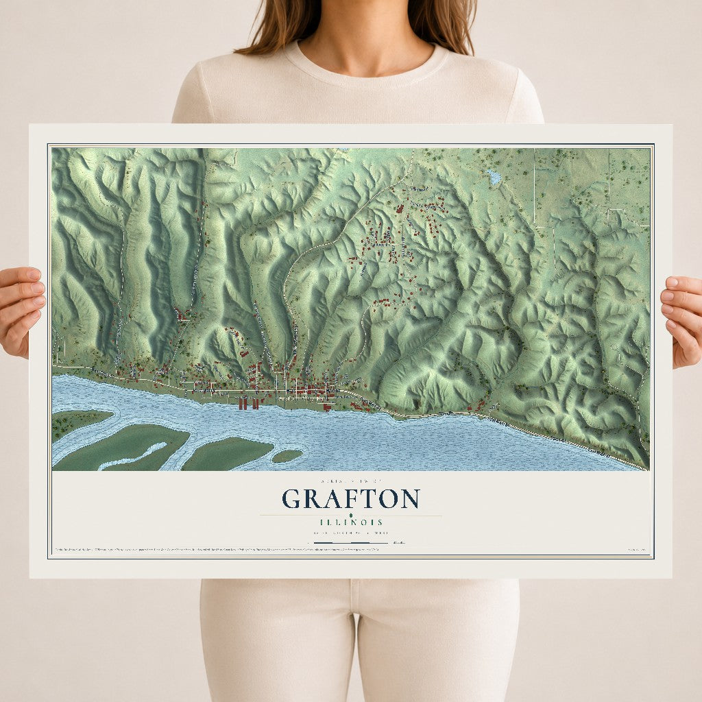 Map of Grafton, Illinois, 18 x 24 inch unframed archival matte print