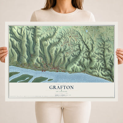 Map of Grafton, Illinois, 18 x 24 inch unframed archival matte print