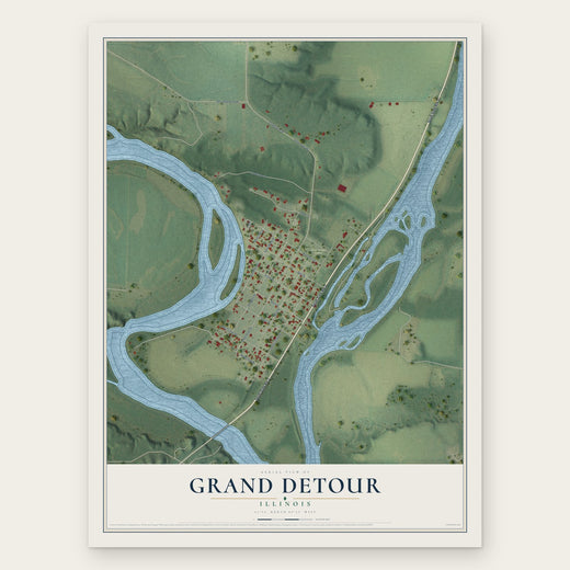 Grand Detour, Illinois map print, the full design