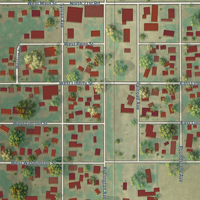 Close-up of the map of Grand Ridge, Illinois print showing street and building detail