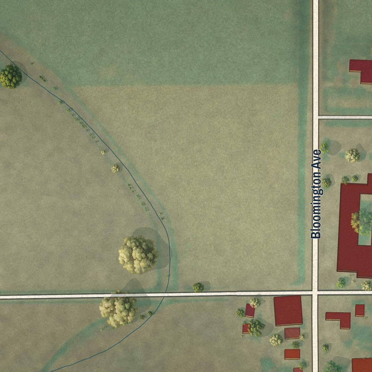 Second close-up of the map of Grand Ridge, Illinois print showing more streets and buildings