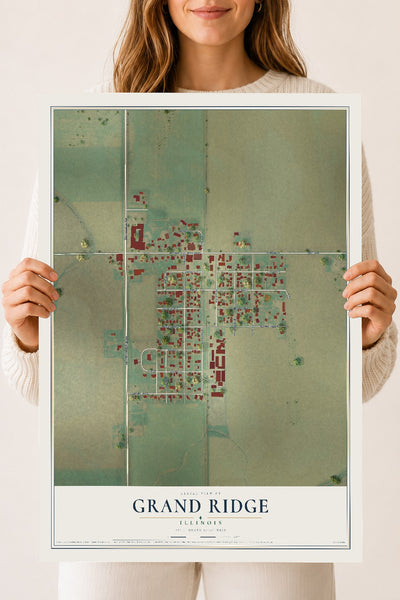 Map of Grand Ridge, Illinois, 18 x 24 inch unframed archival matte print