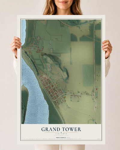 Map of Grand Tower, Illinois, 24 x 36 inch unframed archival matte print
