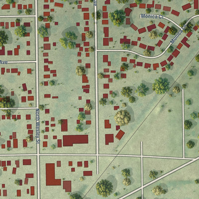Second close-up of the map of Grandview, Illinois print showing more streets and buildings