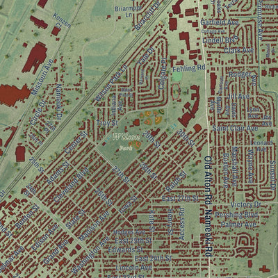 Close-up of the map of Granite City, Illinois print showing street and building detail