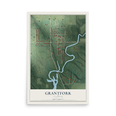 Map of Grantfork, Illinois, 12 x 18 inch unframed archival matte print