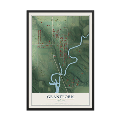 Map of Grantfork, Illinois, 12 x 18 inch print in a black wood frame