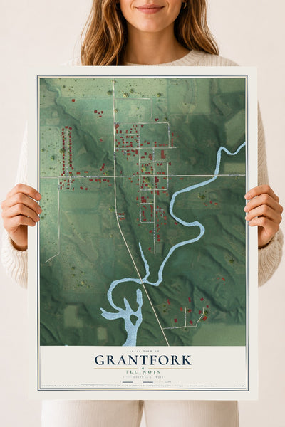 Map of Grantfork, Illinois, 18 x 24 inch unframed archival matte print