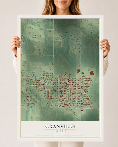 Map of Granville, Illinois, 24 x 36 inch unframed archival matte print