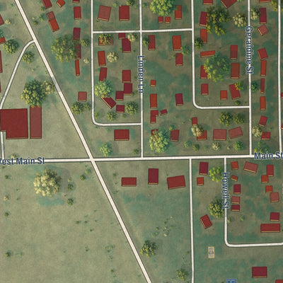 Close-up of the map of Green Valley, Illinois print showing street and building detail