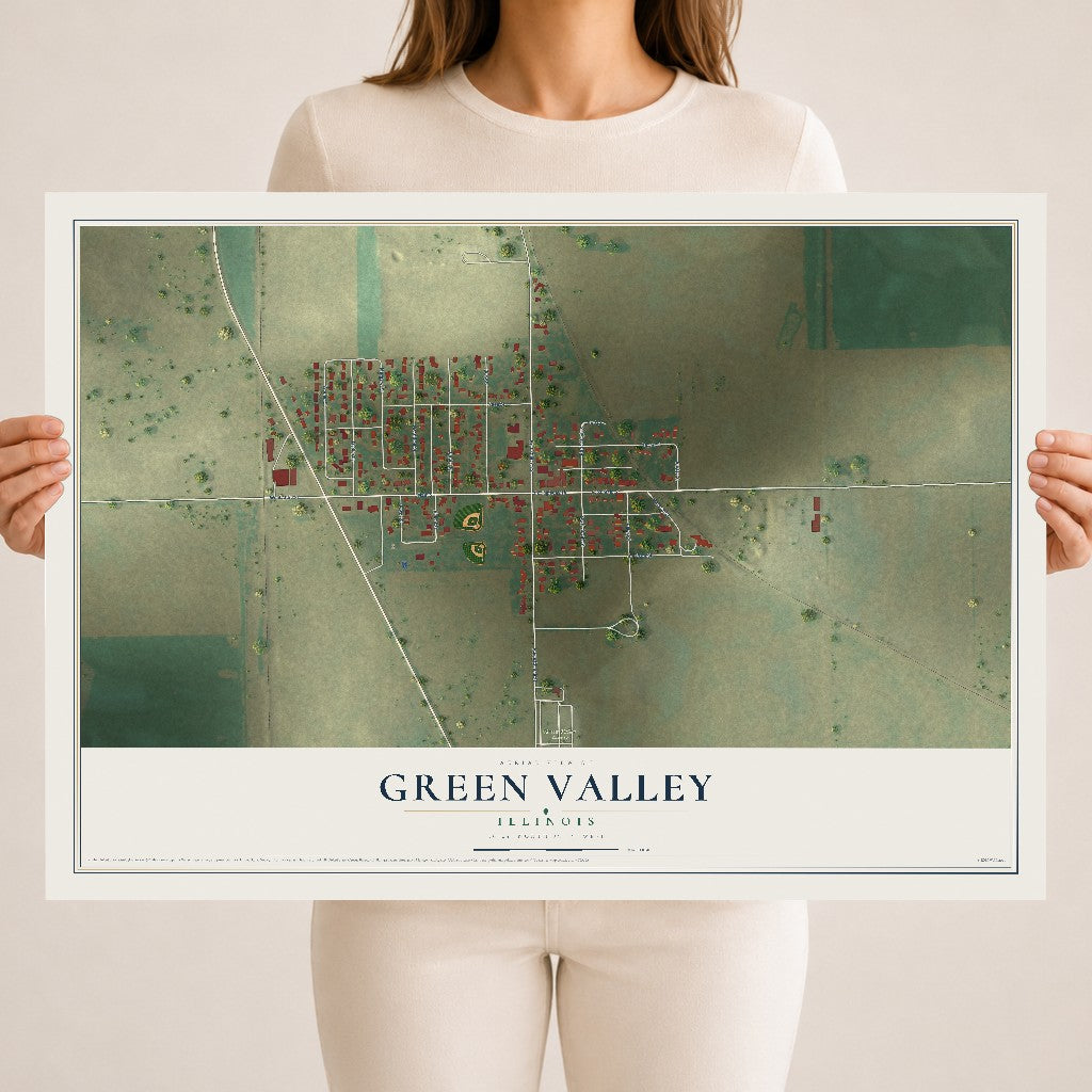Map of Green Valley, Illinois, 18 x 24 inch unframed archival matte print