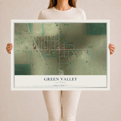 Map of Green Valley, Illinois, 24 x 36 inch unframed archival matte print