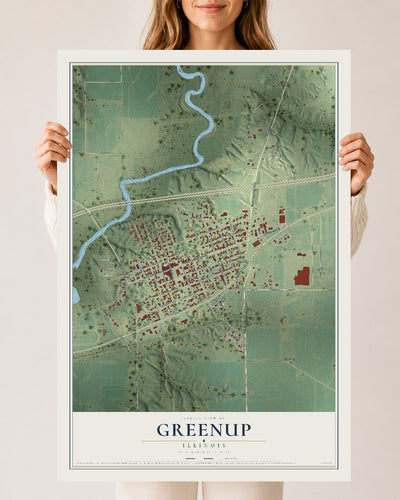 Map of Greenup, Illinois, 24 x 36 inch unframed archival matte print