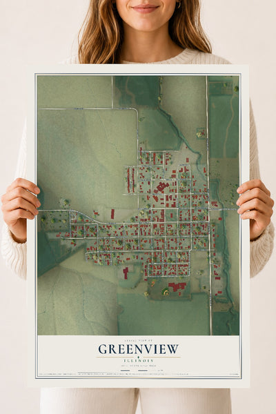 Map of Greenview, Illinois, 18 x 24 inch unframed archival matte print