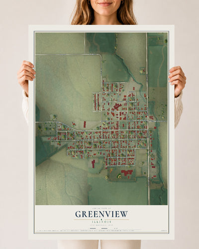 Map of Greenview, Illinois, 24 x 36 inch unframed archival matte print