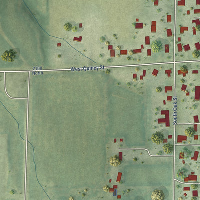 Second close-up of the map of Griggsville, Illinois print showing more streets and buildings