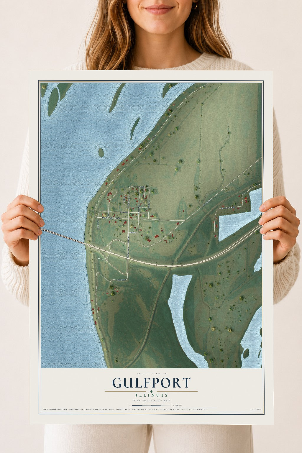 Map of Gulfport, Illinois, 18 x 24 inch unframed archival matte print