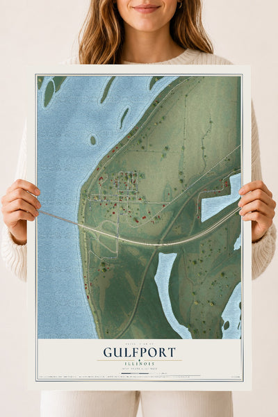 Map of Gulfport, Illinois, 18 x 24 inch unframed archival matte print