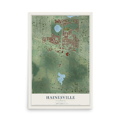 Map of Hainesville, Illinois, 12 x 18 inch unframed archival matte print