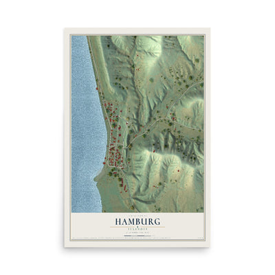 Map of Hamburg, Illinois, 12 x 18 inch unframed archival matte print