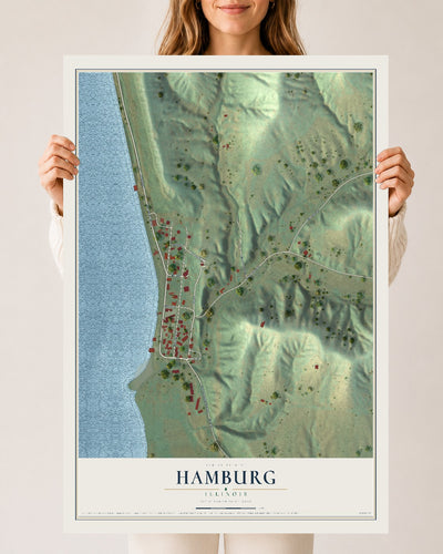 Map of Hamburg, Illinois, 24 x 36 inch unframed archival matte print