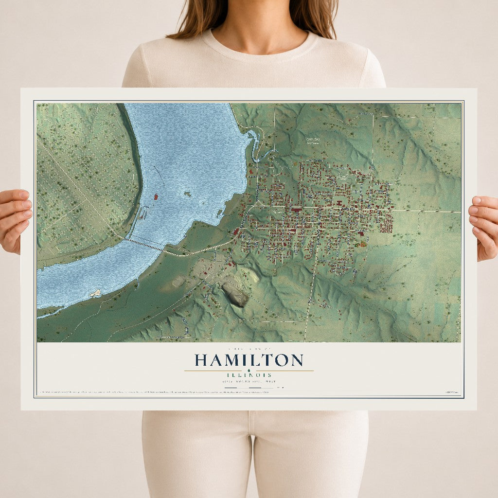 Map of Hamilton, Illinois, 18 x 24 inch unframed archival matte print
