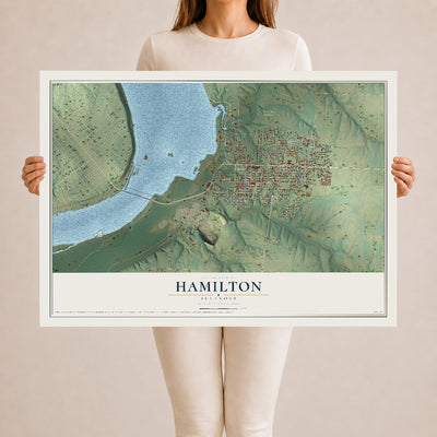 Map of Hamilton, Illinois, 24 x 36 inch unframed archival matte print
