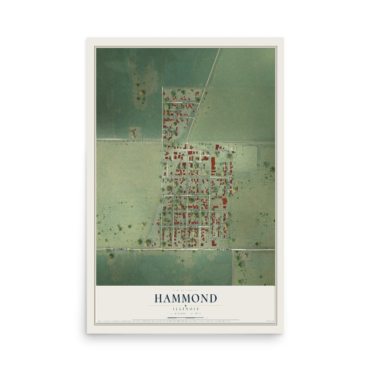 Map of Hammond, Illinois, 12 x 18 inch unframed archival matte print