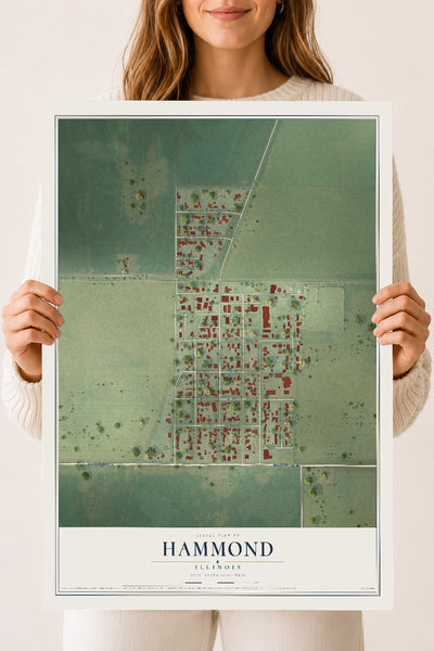 Map of Hammond, Illinois, 18 x 24 inch unframed archival matte print