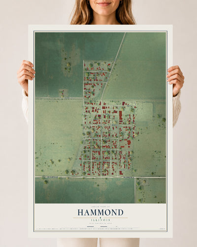 Map of Hammond, Illinois, 24 x 36 inch unframed archival matte print