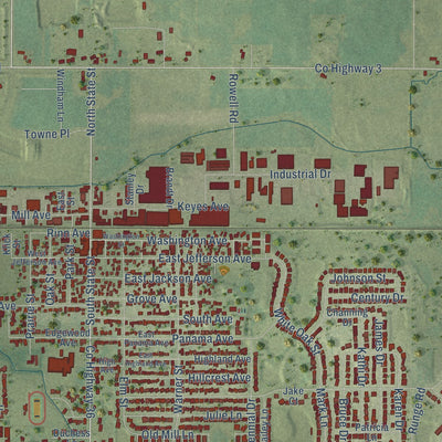 Close-up of the map of Hampshire, Illinois print showing street and building detail