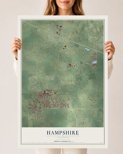 Map of Hampshire, Illinois, 24 x 36 inch unframed archival matte print