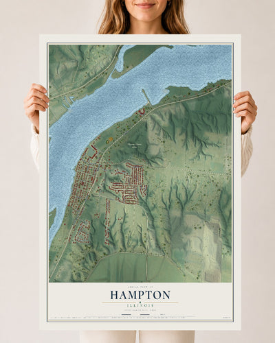 Map of Hampton, Illinois, 24 x 36 inch unframed archival matte print