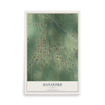 Map of Hanaford, Illinois, 12 x 18 inch unframed archival matte print
