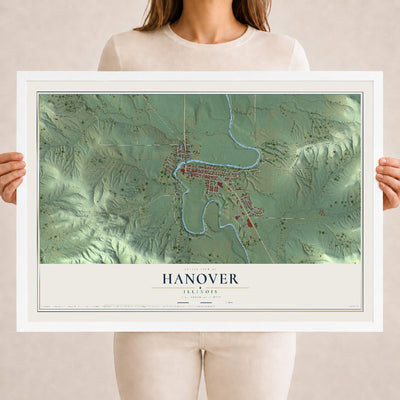 Map of Hanover, Illinois, 18 x 24 inch print in a white wood frame