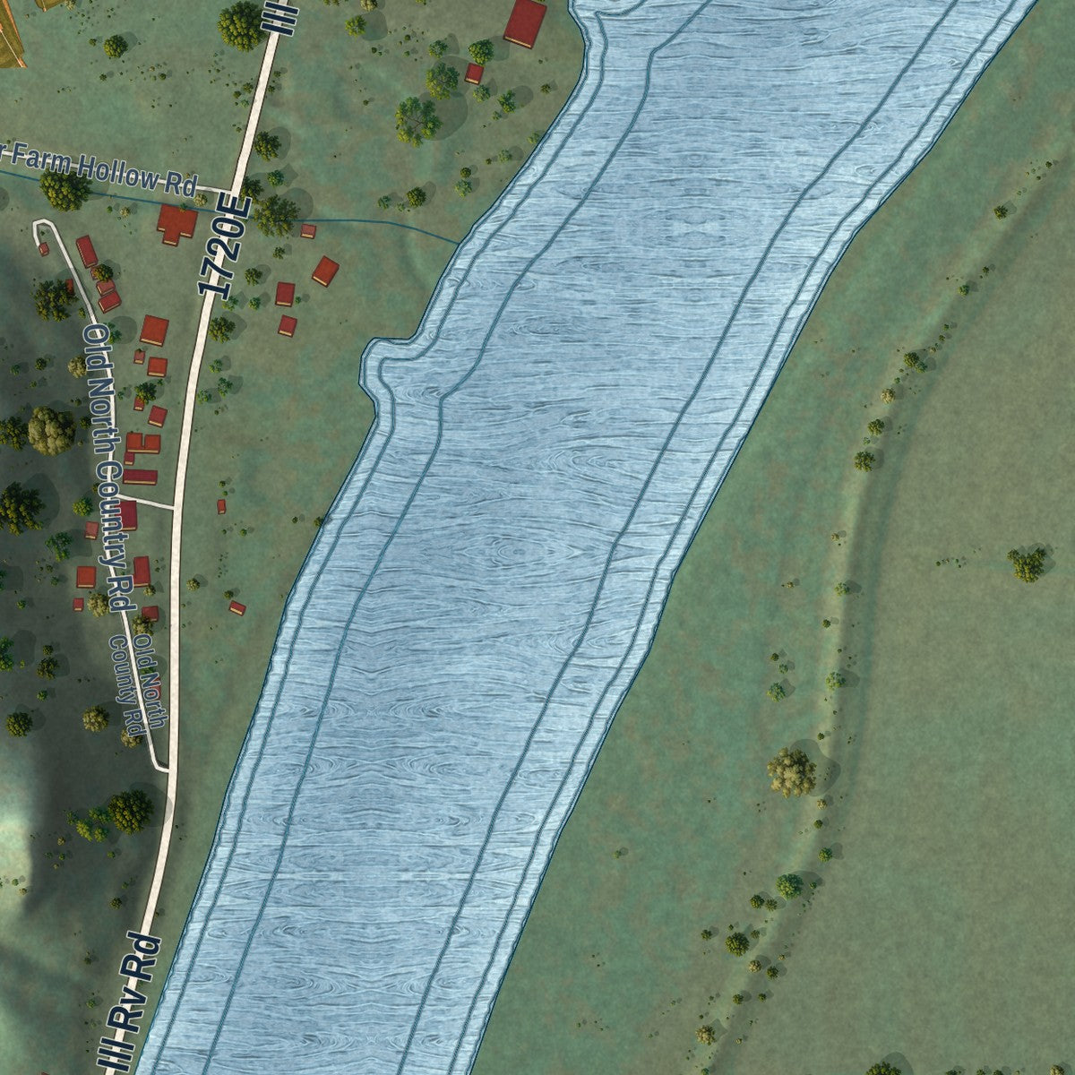 Second close-up of the map of Hardin, Illinois print showing more streets and buildings